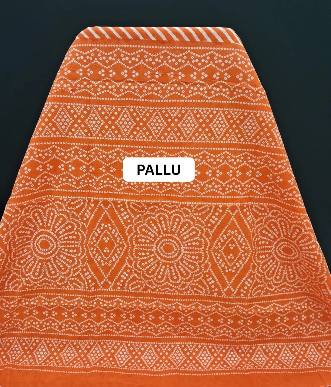 Vibrant Orange & White Striped Mulmul Cotton Saree pallu