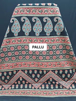 Black mulmul Cotton Saree pallu