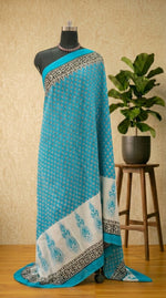 Cloud Blue mulmul cotton Saree