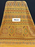  Mustard Yellow Mulmul cotton Saree pallu