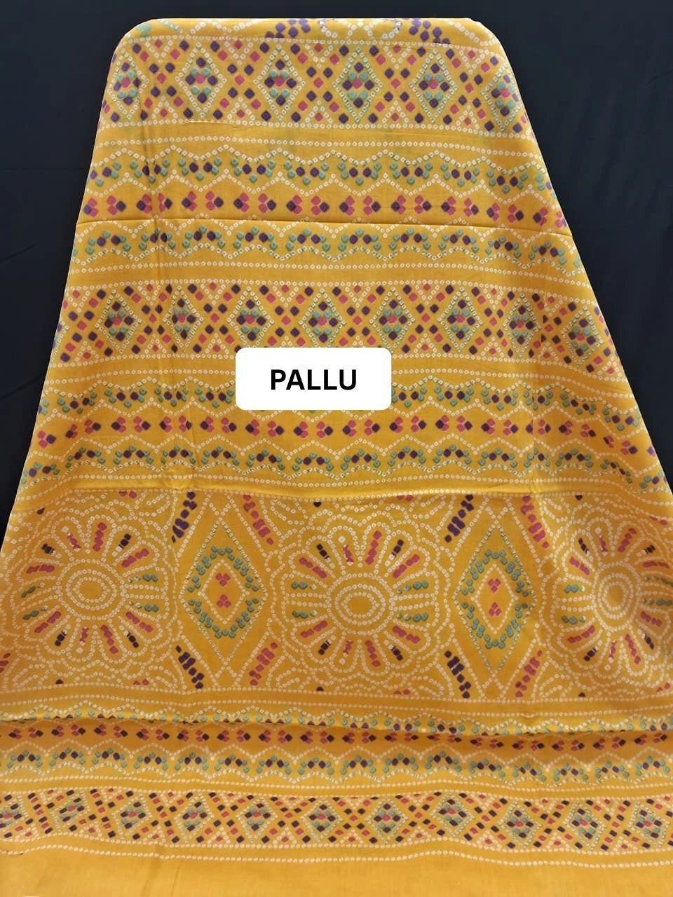  Mustard Yellow Mulmul cotton Saree pallu