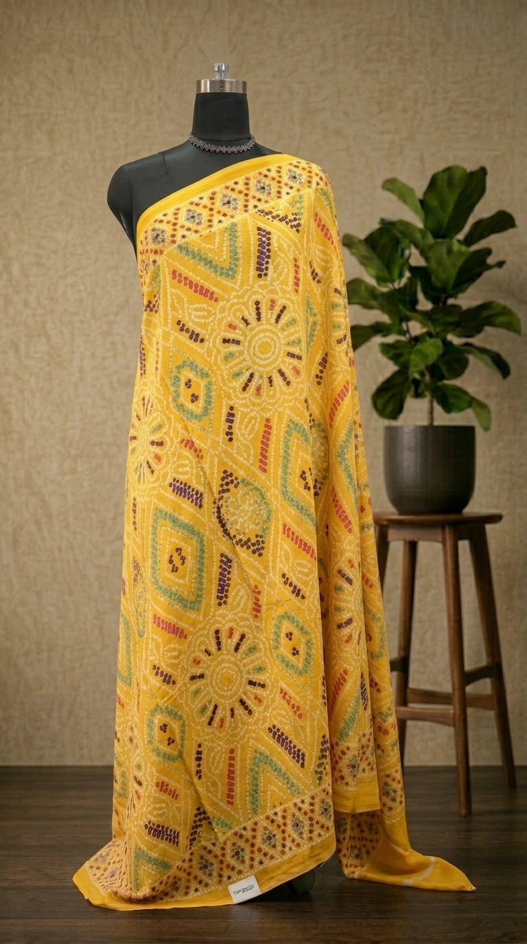  Mustard Yellow Mulmul cotton Saree