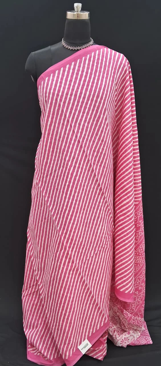 Flamingo Pink Mulmul Cotton saree