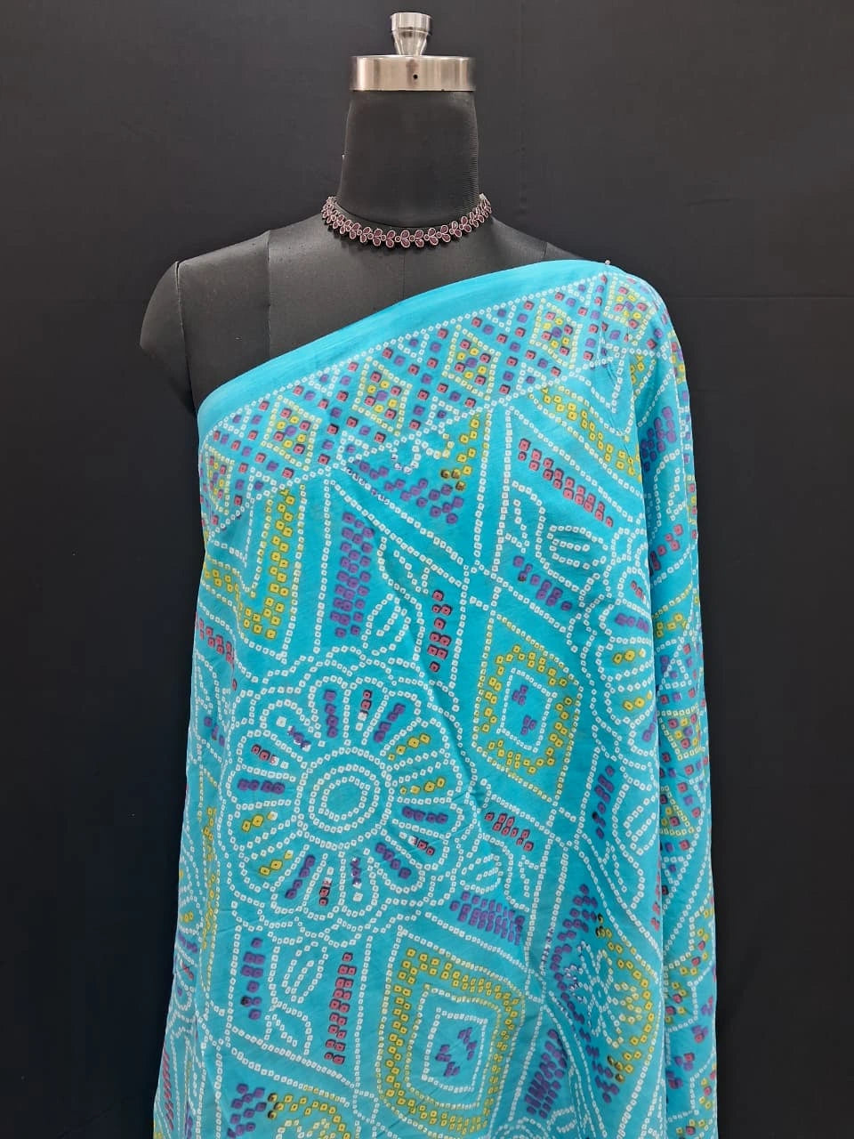 Aqua Breeze Geometric Print Mulmul cotton