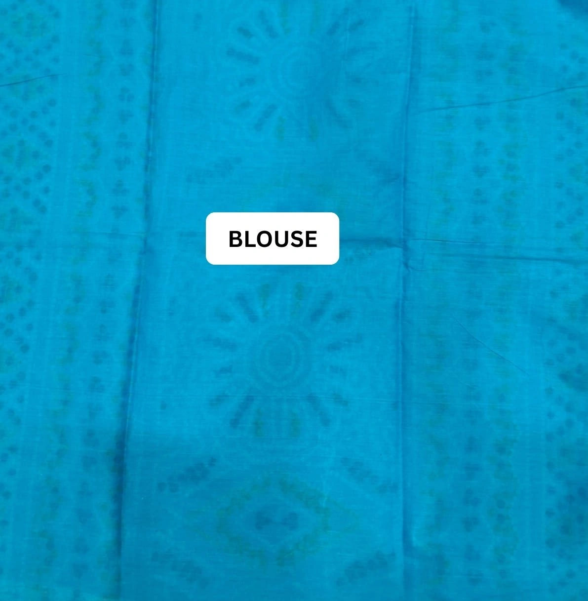 Aqua Breeze Geometric Print Mulmul cotton Saree blouse