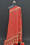 Red and grey Floral  Mulmul Cotton Saree