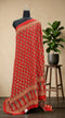 Red and grey Floral Mulmul Cotton Saree