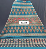 Dark Teal Mulmul Cotton Saree pallu