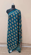 Dark Teal Mulmul Cotton Saree 