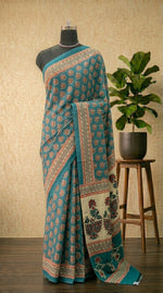 Greyish Blue Mulmul Cotton sarees