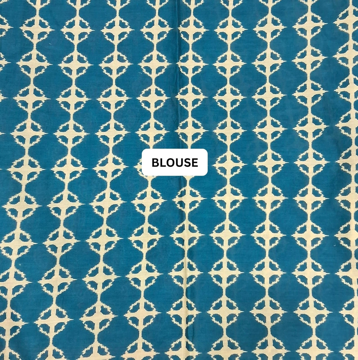 Teal Blue floral printed Mulmul Cotton Saree blouse