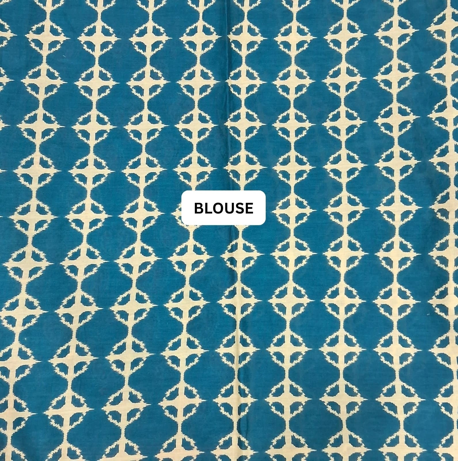 Teal Blue floral printed Mulmul Cotton Saree blouse