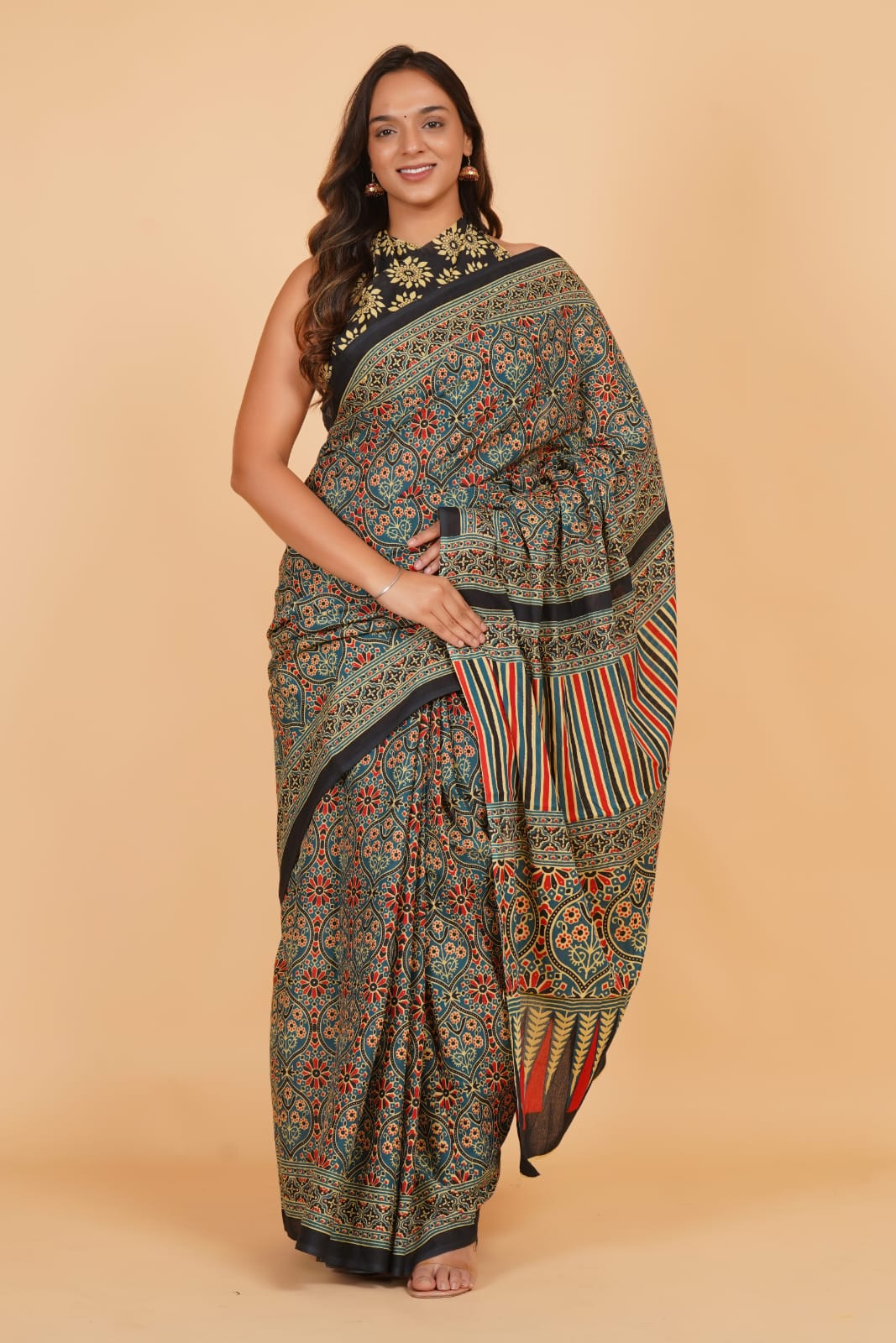 Blue Mulmul Cotton Saree