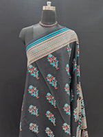 White floral print Black Mulmul Cotton