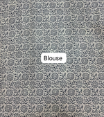 Indigo and White Ajrakh Printed Mulmul cotton saree blouse
