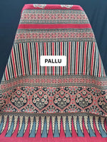 Fiery Red Mulmul Cotton Saree pallu
