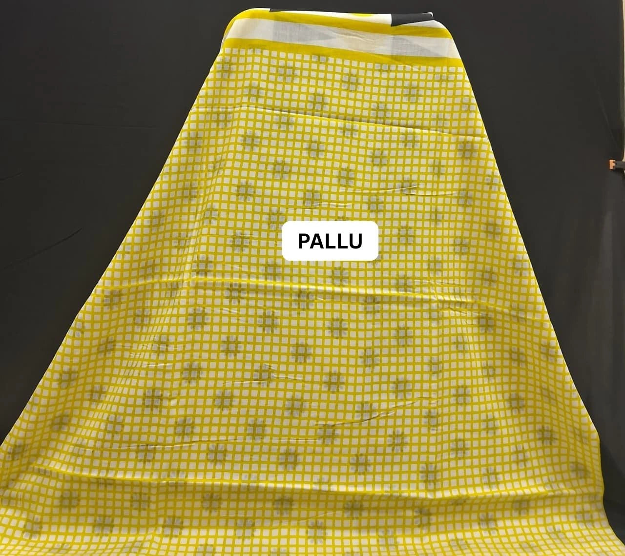 Mustard Yellow & Black – Mulmul Cotton Saree pallu