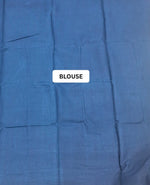 Navy Bloom Handblock Mulmul Cotton Saree blouse