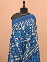 Blue mulmul cotton saree 1