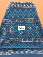 Blue mulmul cotton saree pallu