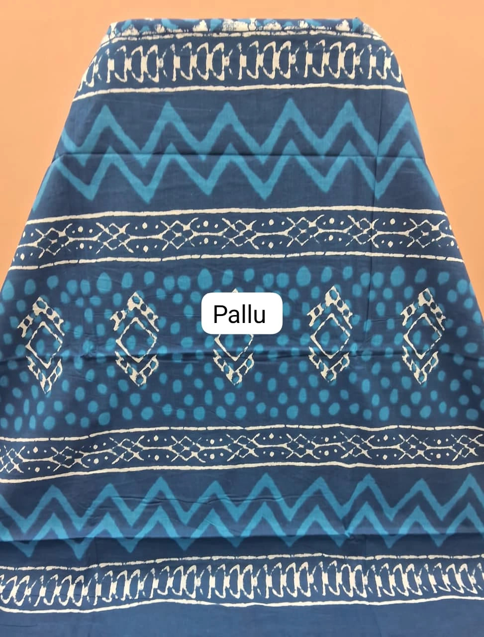 Blue mulmul cotton saree pallu
