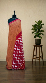 Tomato red mulmul cotton saree