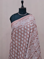 Taupe Brown Mulmul Cotton Saree 1