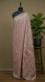 Taupe Brown Mulmul Cotton Saree 