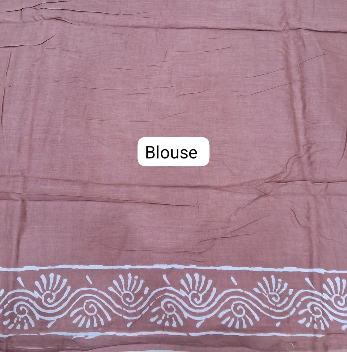Taupe Brown Mulmul Cotton Saree Blouse