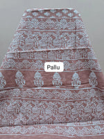 Taupe Brown Mulmul Cotton Saree pallu