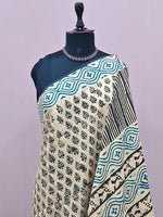 Cream mulmul cotton saree 1