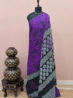 Purple mulmul cotton saree