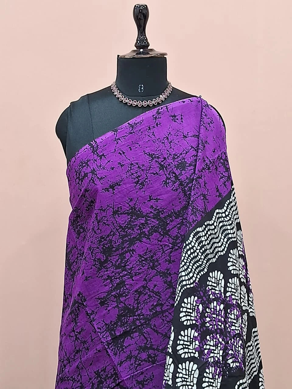 Purple mulmul cotton saree 1