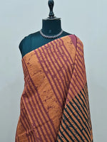 Brown mulmul cotton saree 1