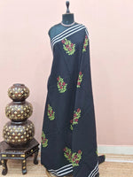 Black mulmul cotton saree