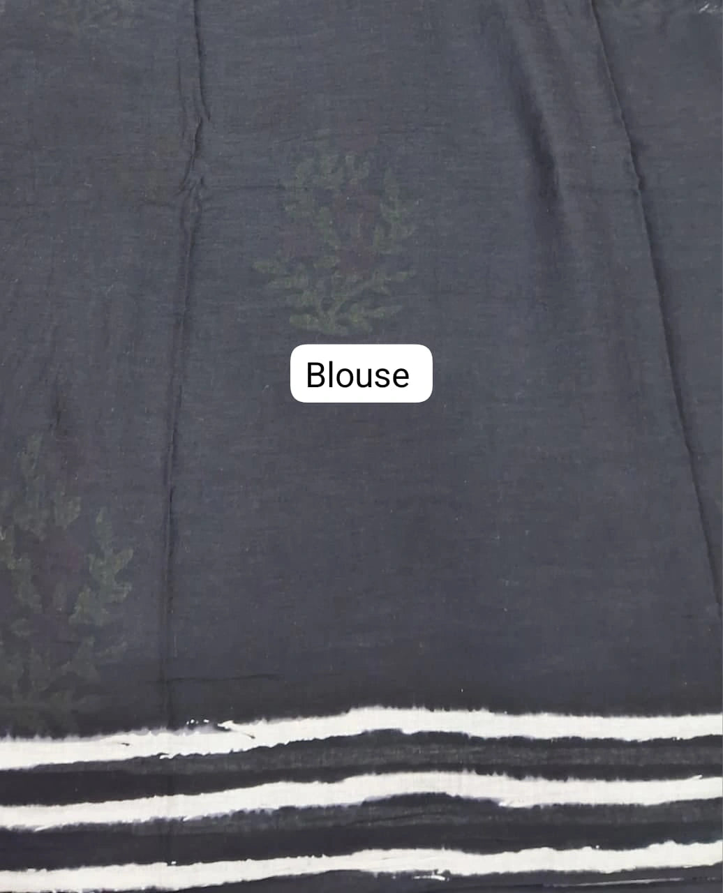 Black mulmul cotton saree Blouse