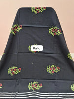 Black mulmul cotton saree pallu