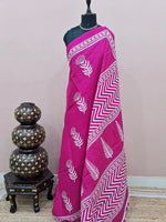 Rani pink mulmul cotton saree 