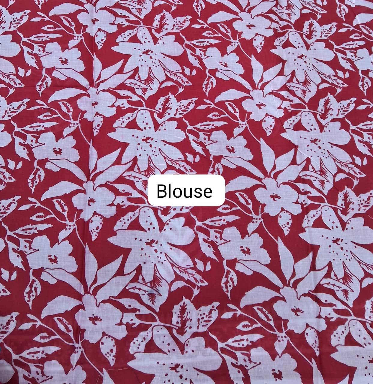 Tomato red mulmul cotton saree Blouse