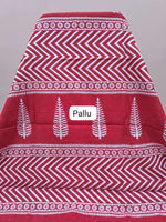 Tomato red mulmul cotton saree Pallu