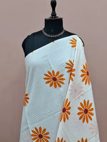 Pure white mulmul cotton saree 1