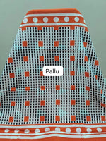 Dark orange mulmul cotton saree pallu