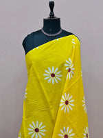 Radiant yellow mulmul cotton saree 1