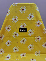 Radiant yellow mulmul cotton saree pallu