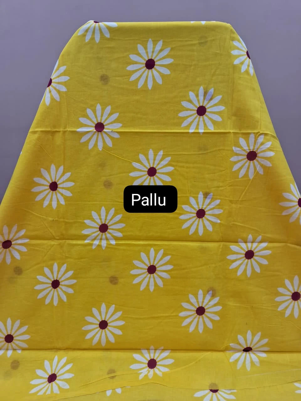 Radiant yellow mulmul cotton saree pallu