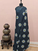 Classic black mulmul cotton saree