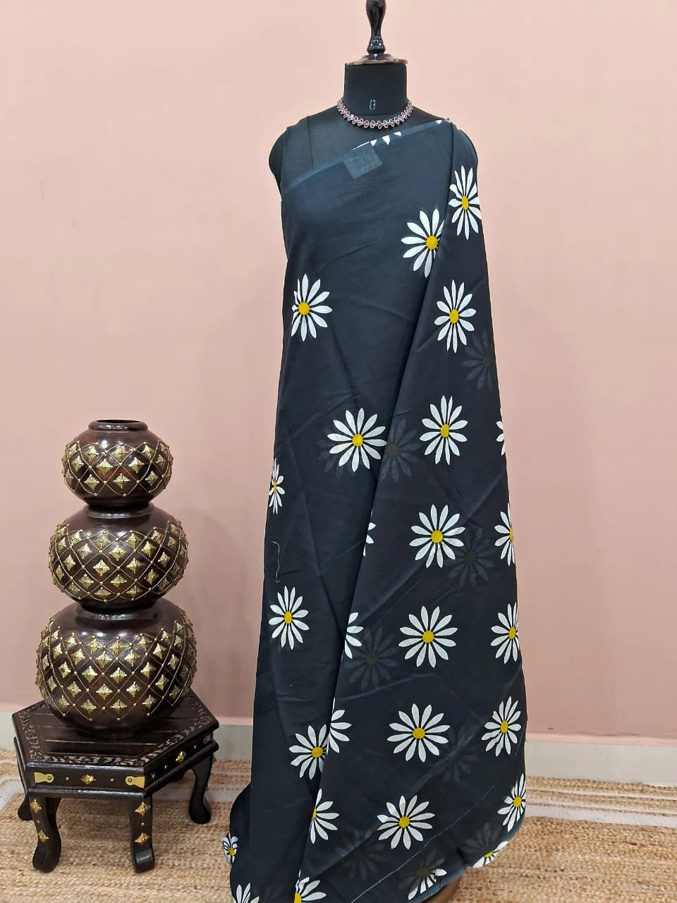 Classic black mulmul cotton saree