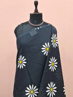 Classic black mulmul cotton saree 1