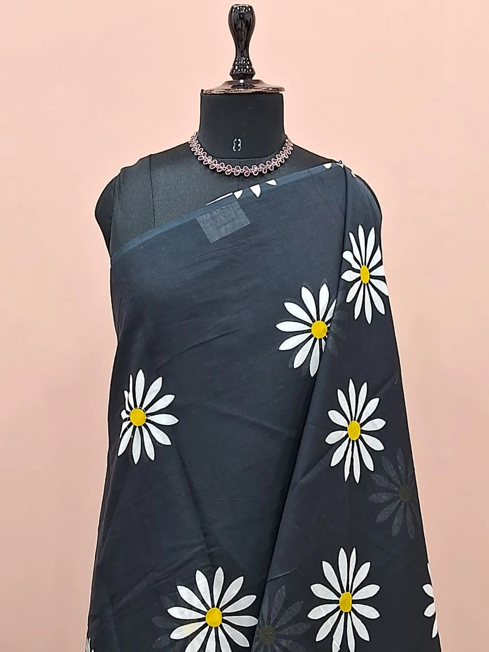 Classic black mulmul cotton saree 1
