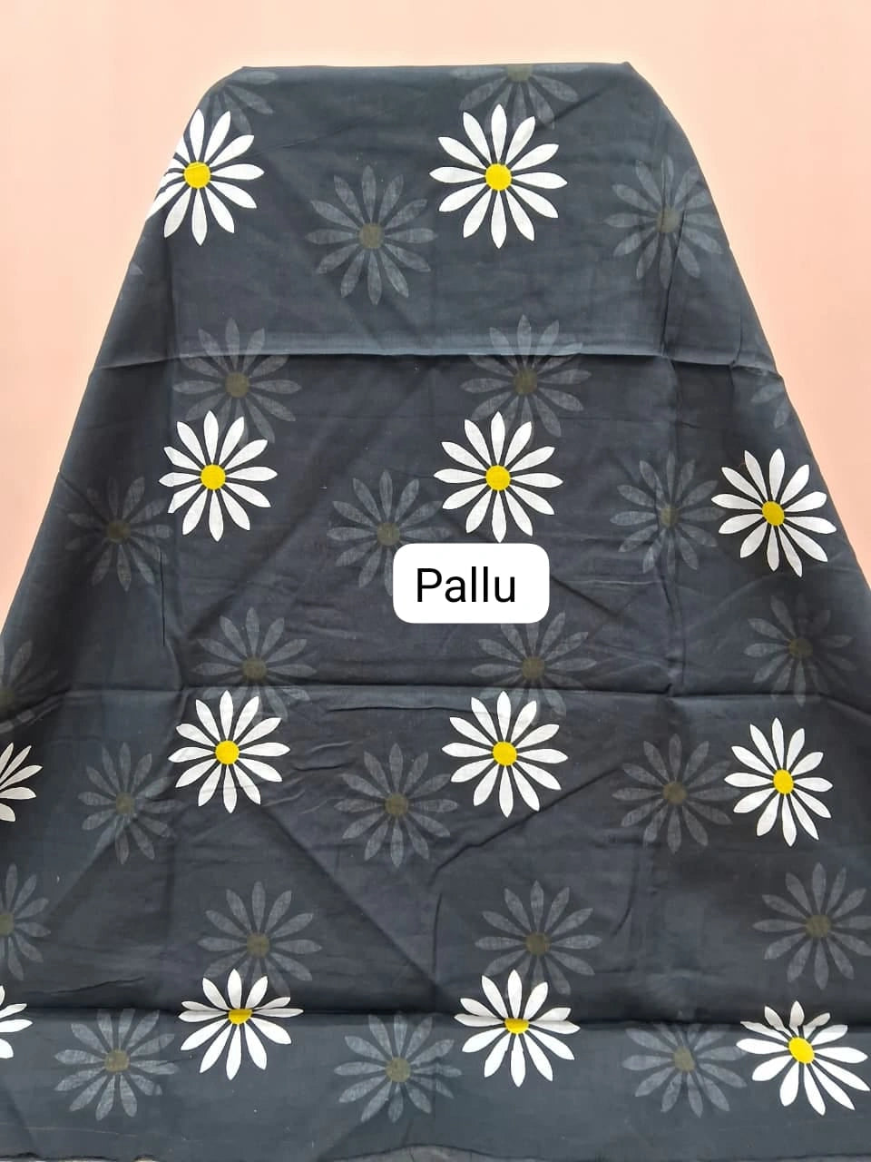 Classic black mulmul cotton saree pallu